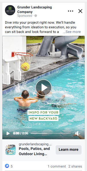 example of social media ad for landscaping company