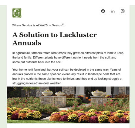 example of email marketing strategy for landscaping company